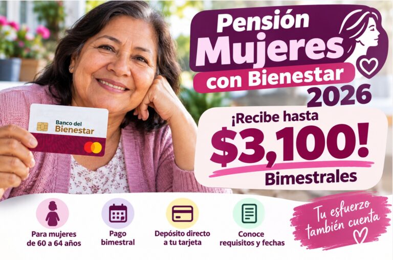 Pensión Mujeres con Bienestar 2026: ¡Recibe hasta $3,100!